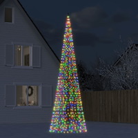 vidaXL LED julgran på flaggstång 1534 LEDs flerfärgad 500 cm