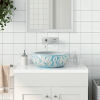 vidaXL Handfat vit och blå rund Φ41x14 cm keramik