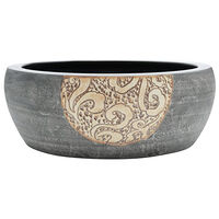 vidaXL Handfat svart och brun rund Φ41x14 cm keramik
