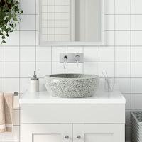 vidaXL Handfat grå rund Φ41x14 cm keramik