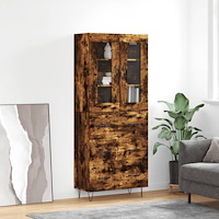 vidaXL Högskåp rökfärgad ek 69,5x34x180 cm konstruerat trä