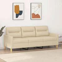vidaXL 3-sitssoffa gräddvit 180 cm tyg