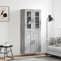 vidaXL Högskåp betonggrå 69,5x34x180 cm konstruerat trä