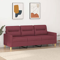 vidaXL 3-sitssoffa vinröd 180 cm tyg