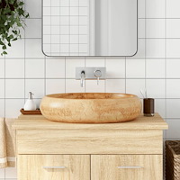 vidaXL Handfat brun oval 59x40x15 cm keramik
