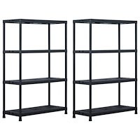 vidaXL Förvaringshyllor 2 st svart 220 kg 90x40x138 cm plast