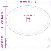 vidaXL Handfat brun oval 59x40x15 cm keramik