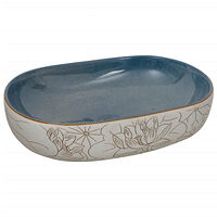vidaXL Handfat sand och blå oval 59x40x14 cm keramik