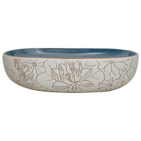vidaXL Handfat sand och blå oval 59x40x14 cm keramik