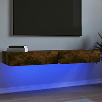 vidaXL Tv-bänkar med LED-belysning 2 st rökfärgad ek 60x35x15,5 cm