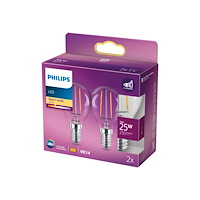 Philips Philips - LED-glödlampa med filament - form: P45 - klar finish - E14 - 2 W - varmt vitt ljus - 2700 K (paket om 2)