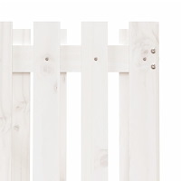 vidaXL Odlingslåda med staket-design vit 70x70x70 cm massiv furu
