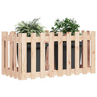 vidaXL Odlingslåda med staket-design 100x50x50 cm massiv furu