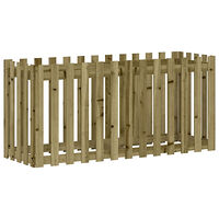 vidaXL Odlingslåda med staket-design 150x50x70 cm impregnerad furu