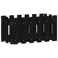 vidaXL Odlingslåda med staket-design svart 60x30x30 cm massiv furu