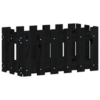 vidaXL Odlingslåda med staket-design svart 60x30x30 cm massiv furu
