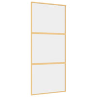 vidaXL Skjutdörr guld 90x205 cm klart ESG-glas och aluminium