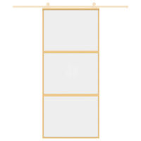 vidaXL Skjutdörr guld 90x205 cm klart ESG-glas och aluminium