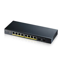 ZyXEL Communications Zyxel GS1900-10HP hanterad L2 Gigabit Ethernet (10/100/1000) Strömförsörjning via Ethernet (PoE) stöd Svart