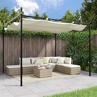vidaXL Pergola med infällbart tak gräddvit 295x292x230 cm