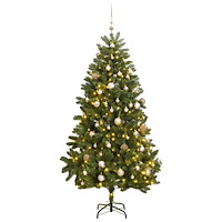 vidaXL Plastgran med gångjärn 300 LEDs & kulor 270 cm