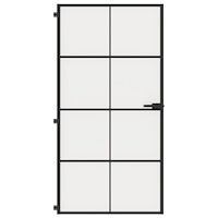 vidaXL Innerdörr svart 102,5x201,5 cm härdat glas och aluminium slim