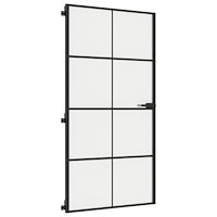 vidaXL Innerdörr svart 102,5x201,5 cm härdat glas och aluminium slim