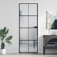 vidaXL Innerdörr svart 76x201,5 cm härdat glas och aluminium slim