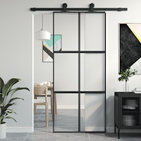 vidaXL Skjutdörr svart 90x205 cm härdat glas och aluminium