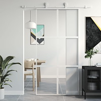 vidaXL Skjutdörr vit 102,5x205 cm härdat glas och aluminium