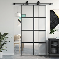 vidaXL Skjutdörr svart 102,5x205 cm härdat glas och aluminium