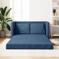 vidaXL Golvbäddsoffa 2-i-1 blå 112x174x55 cm tyg
