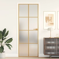 vidaXL Innerdörr guld 76x201,5 cm härdat glas och aluminium slim
