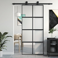 vidaXL Skjutdörr svart 90x205 cm härdat glas och aluminium
