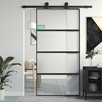 vidaXL Skjutdörr svart 102,5x205 cm härdat glas och aluminium