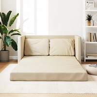 vidaXL Golvbäddsoffa 2-i-1 gräddvit 112x174x55 cm tyg