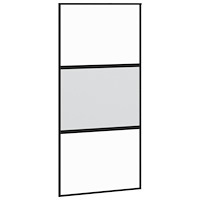vidaXL Skjutdörr svart 102,5x205 cm härdat glas och aluminium