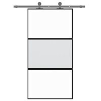 vidaXL Skjutdörr svart 102,5x205 cm härdat glas och aluminium