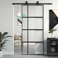 vidaXL Skjutdörr svart 90x205 cm härdat glas och aluminium