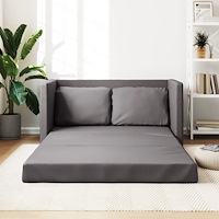 vidaXL Golvbäddsoffa 2-i-1 grå 112x174x55 cm konstläder