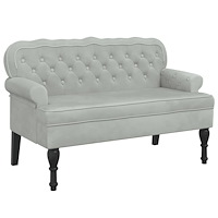 vidaXL Bänk med ryggstöd ljusgrå 119,5x64,5x75 cm sammet