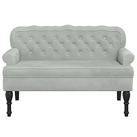 vidaXL Bänk med ryggstöd ljusgrå 119,5x64,5x75 cm sammet
