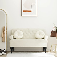 vidaXL Bänk med ryggstöd gräddvit 119,5x64,5x75 cm sammet
