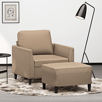 vidaXL Fåtölj med fotpall Cappuccino 60 cm konstläder