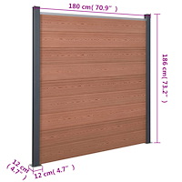 vidaXL Staketpanel brun 180x186 cm WPC