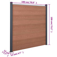 vidaXL Staketpanel brun 526x186 cm WPC