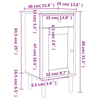 vidaXL Sängbord SENJA rottinglook vit 40x35x80 cm massiv furu