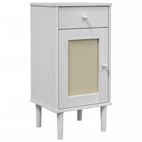 vidaXL Sängbord SENJA rottinglook vit 40x35x80 cm massiv furu