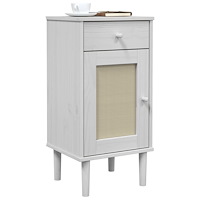 vidaXL Sängbord SENJA rottinglook vit 40x35x80 cm massiv furu
