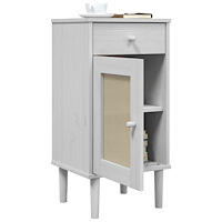 vidaXL Sängbord SENJA rottinglook vit 40x35x80 cm massiv furu